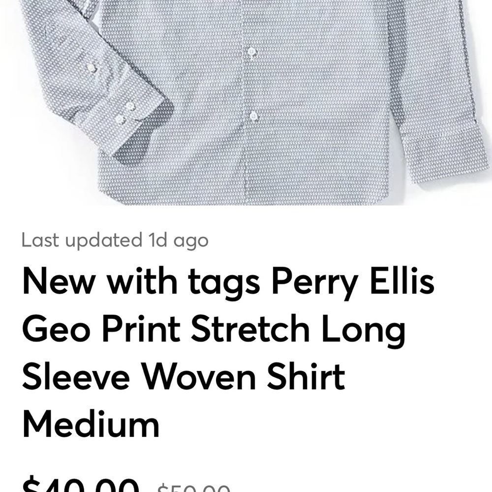 Perry Ellis Men's Casual Geo Print Shirt - Gray